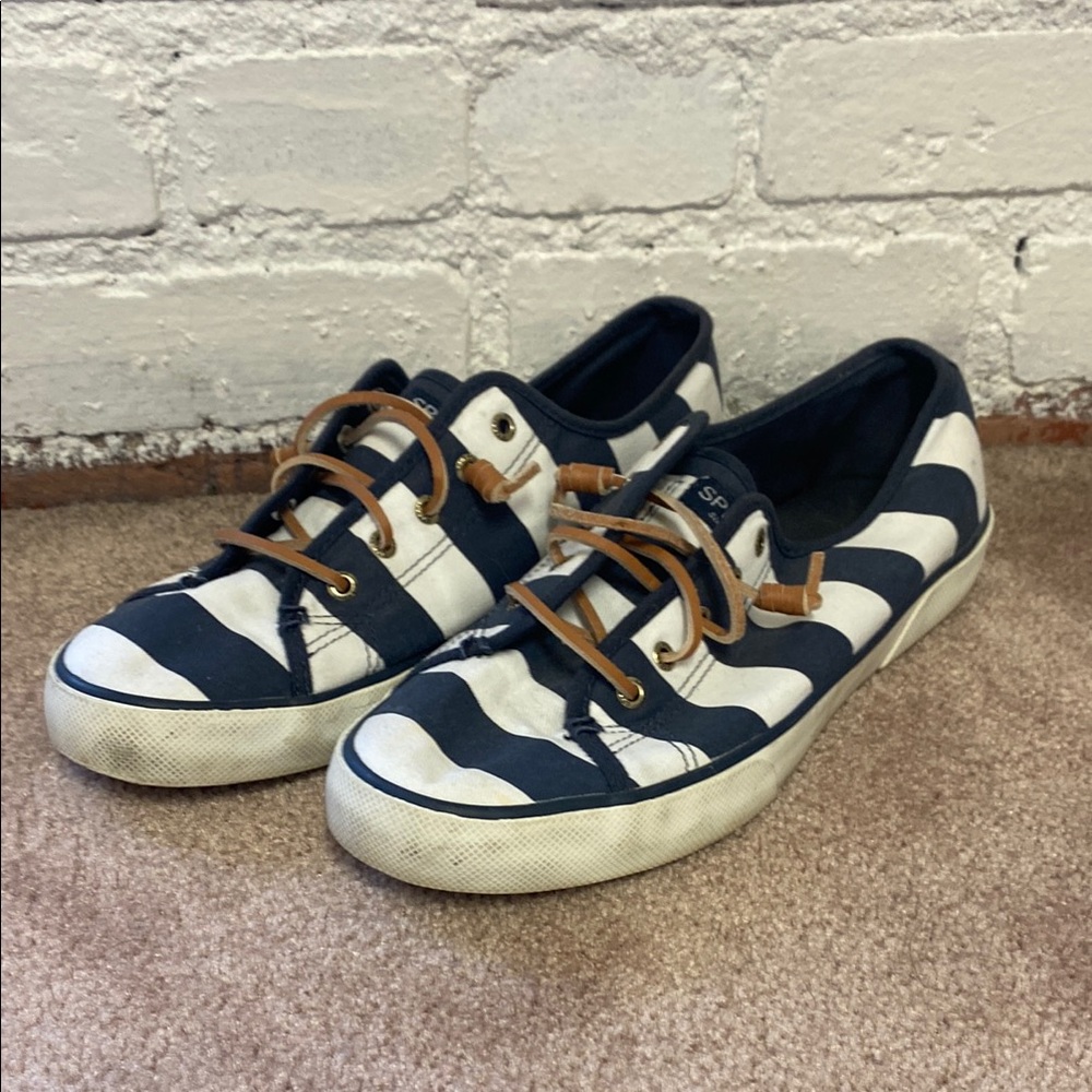 Striped Navy and White Sneakers
